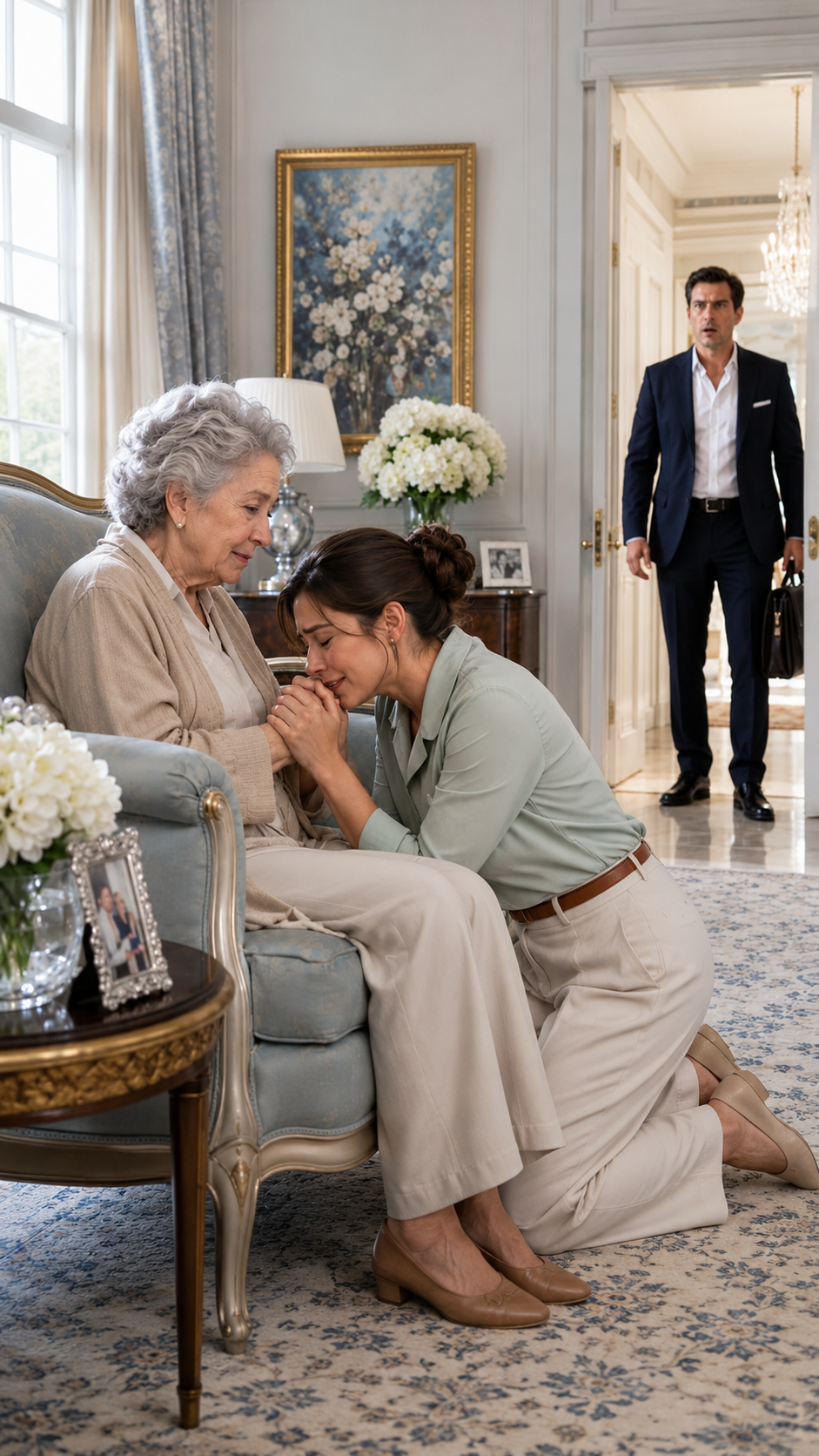 The millionaire thought the girl was just mopping… until he saw her do for his sick mother what his whole family avoided.