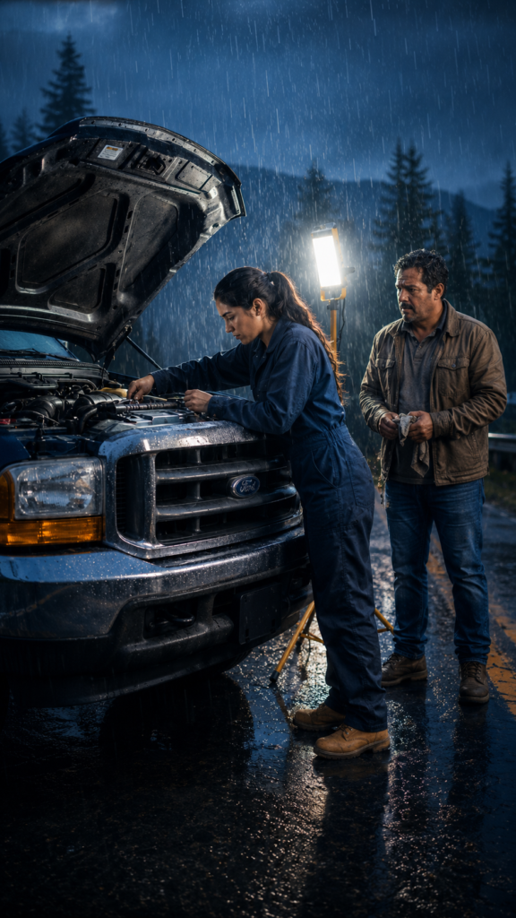 The Mechanic Who Charged Too Much at Dawn… and Left a Notebook That Made the Man Who Called Her a Fraud Weep