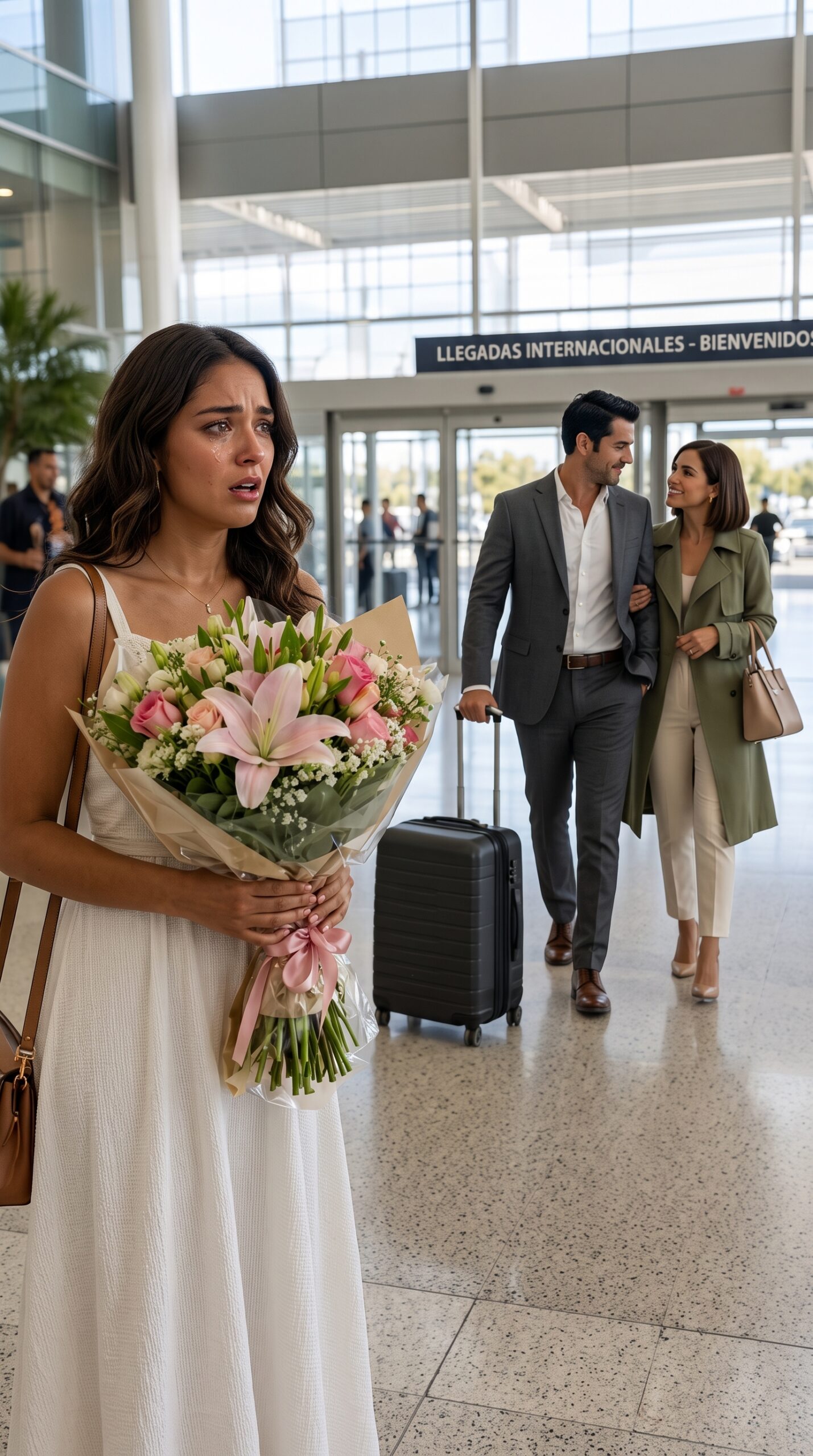 She Went to AICM with Flowers for Her Parents... and Saw Her Husband Kissing Another Woman as If She Didn't Exist