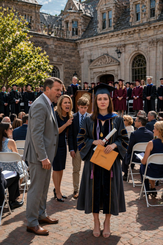 ON GRADUATION DAY, HER DAD SLAPPED HER AND HER MOM CALLED HER A FAILURE... BUT SHE TOOK THE MICROPHONE AND REVEALED THE DEBT THEY HAD HIDDEN FOR 4 YEARS