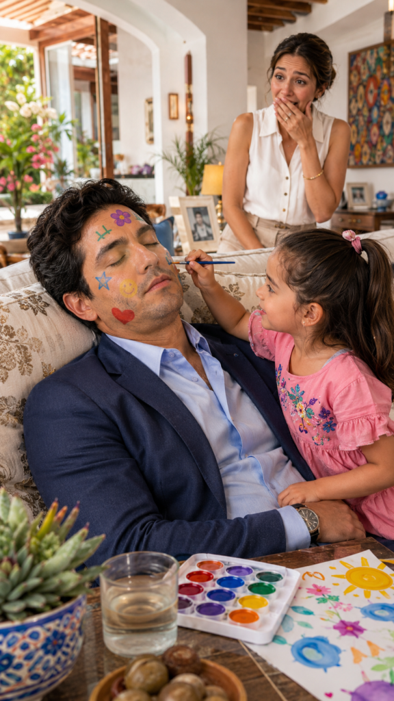 The Millionaire Pretended to Sleep to Test His Employee's Daughter… But the Girl Painted Something That Shattered Him Inside