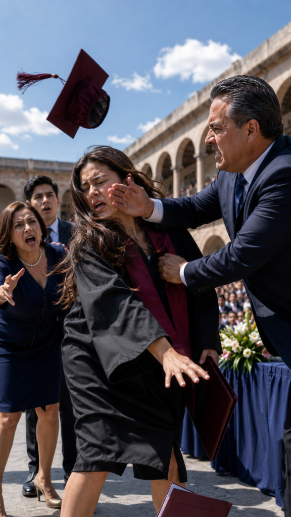 Her Father Slapped Her at Graduation and Her Mother Called Her Useless... But the Microphone Revealed Who Had Stolen 240,000 Pesos Over Four Years