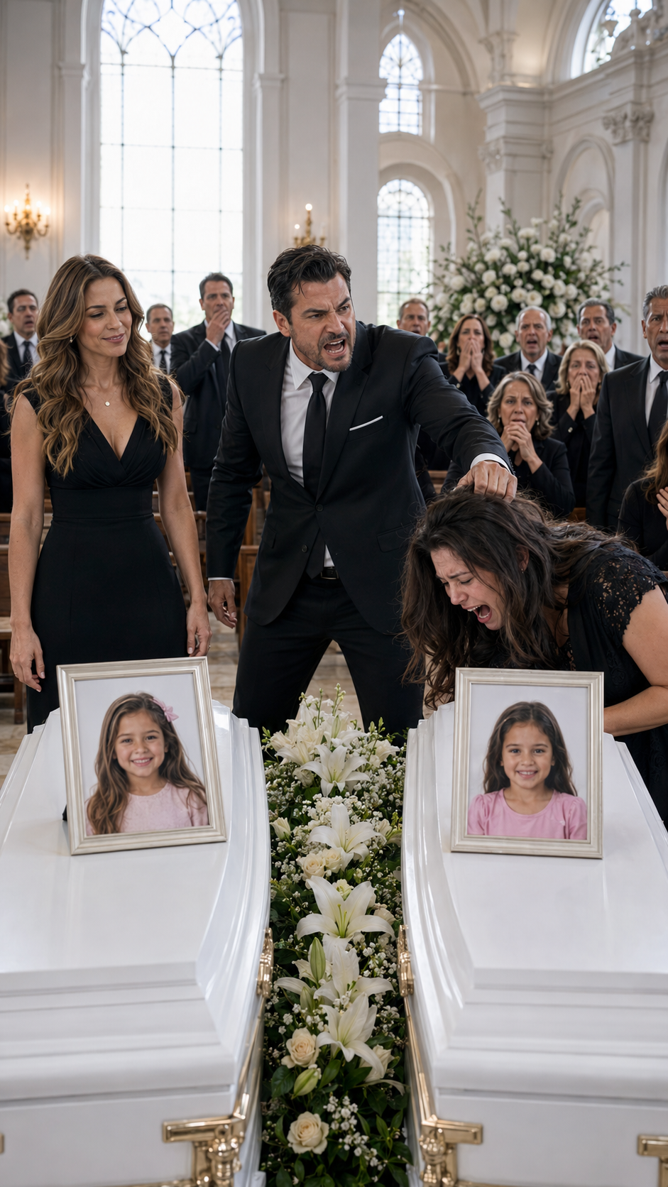 At the Funeral of Her Twins, Her Husband Hit Her Before the Caskets… Not Knowing the Police Already Had the Video That Would Sink Him