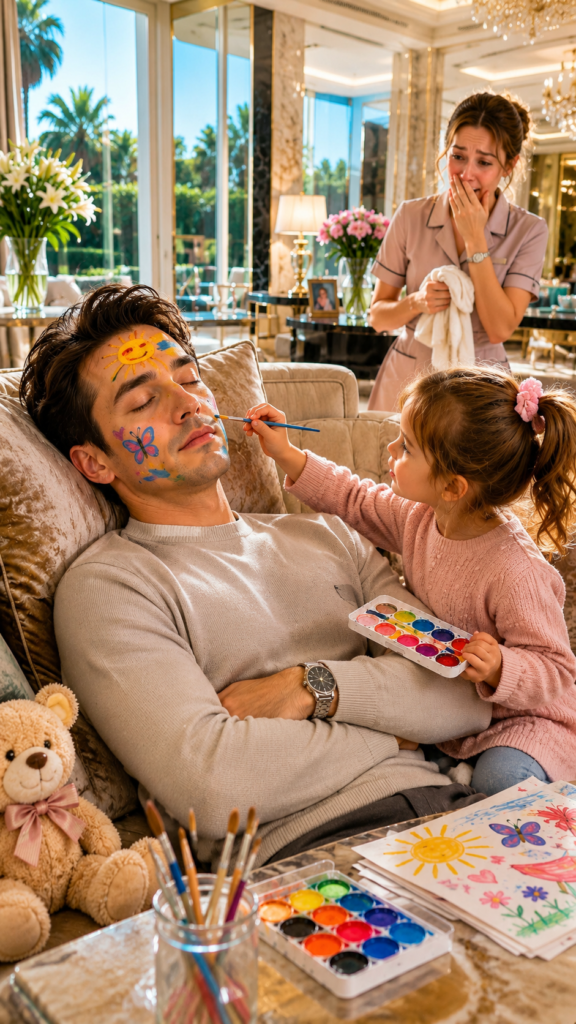 The Millionaire Pretended to Sleep to Test His Maid... But the 3-Year-Old Girl Painted His Face and Uncovered the Cruelty of His Own Family