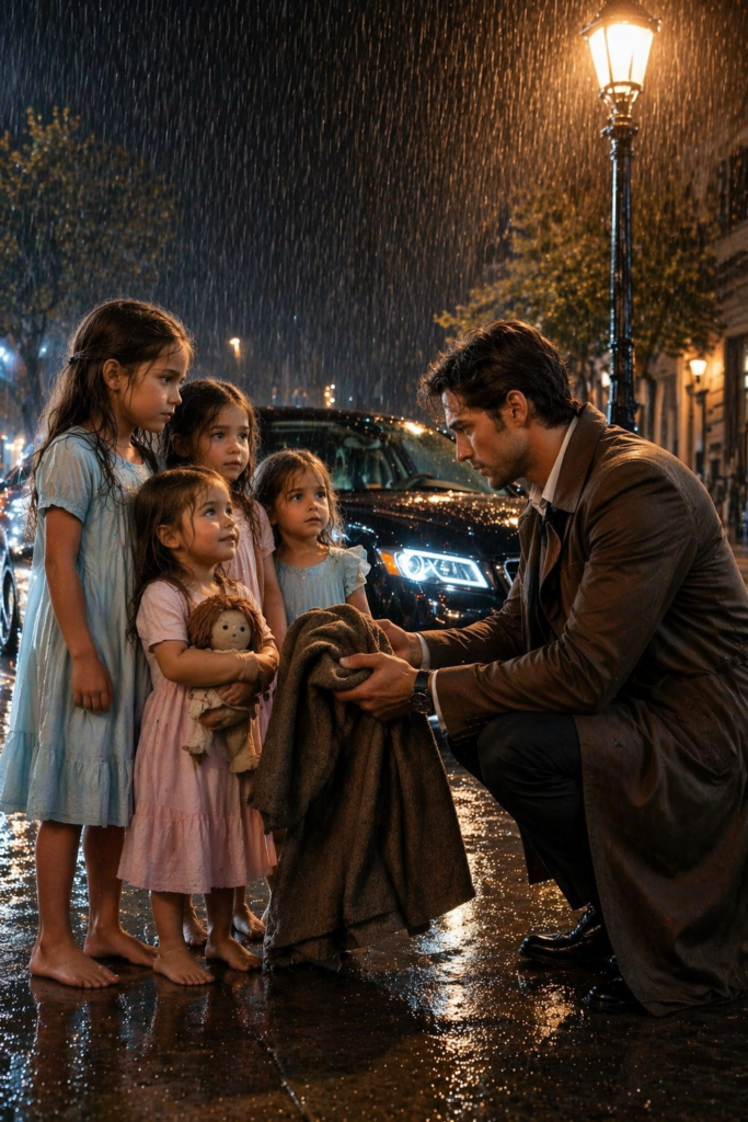 The Millionaire Found 4 Girls Crying in the Rain... Years Later, Their Decision Made Him Weep