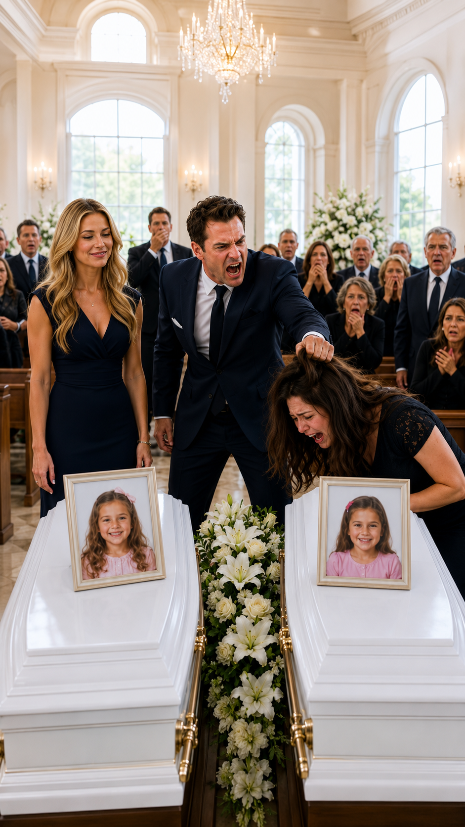 At the Funeral of Her Twins, Her Husband Arrived with His Mistress… Not Knowing the Police Were Right Behind Him