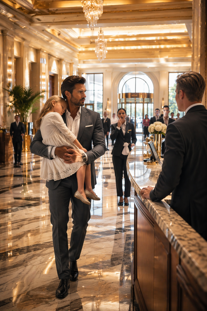 Denied a Room with His Sleeping Daughter in His Arms... Until the Lobby Discovered He Was the Hotel Owner