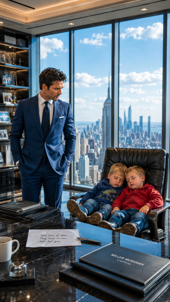 The CEO Found 2 Sleeping Twins in His Chair… and the Note Revealed the Lie That Destroyed His Perfect Life